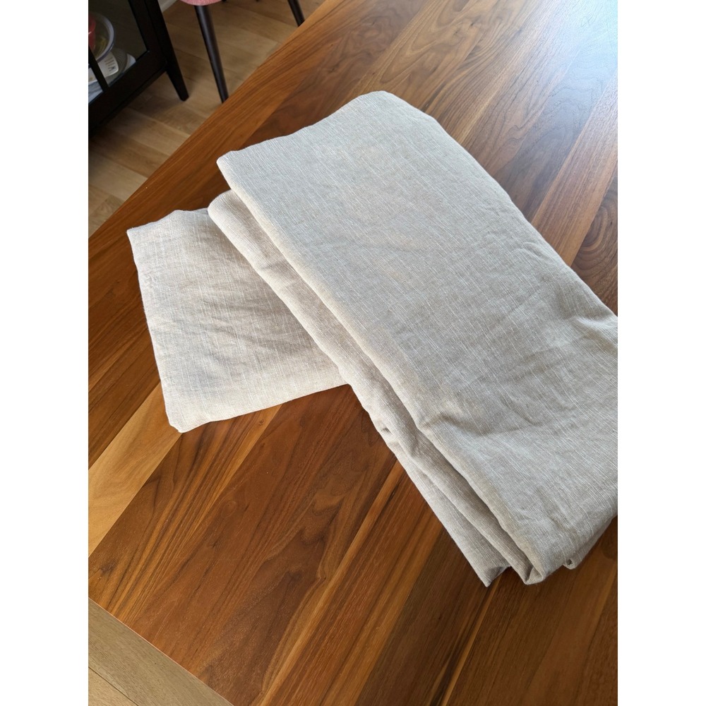 TWO Pottery Barn Linen Cotton Blackout Curtains Panels 48x108 Oatmeal